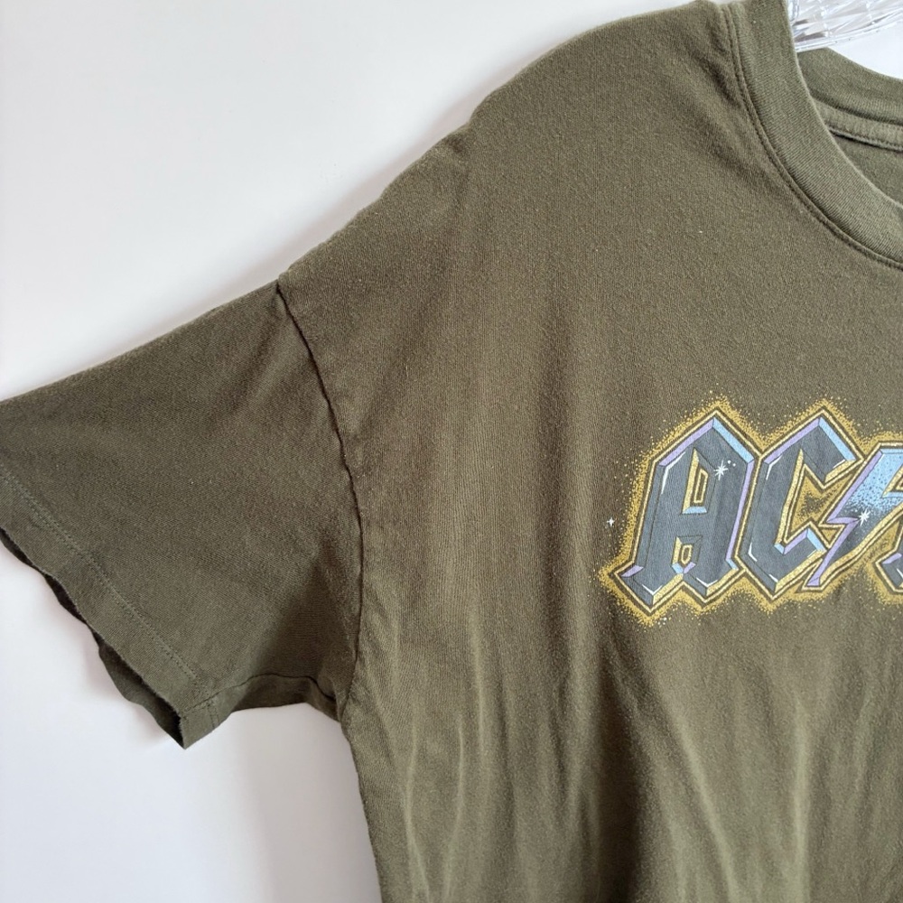 American Eagle band t-shirt green olive AC/DC short sleeves cotton logo - Picture 3 of 7
